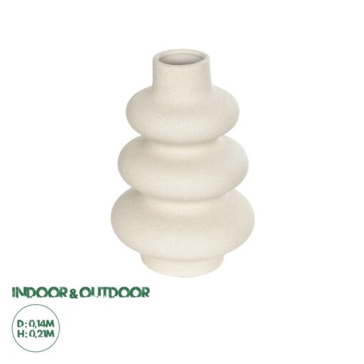 GloboStar® Artificial Garden THAILAND 21278 Διακοσμητικό Κεραμικό Βάζo Μπεζ Π14 x Μ14 x Υ21cm