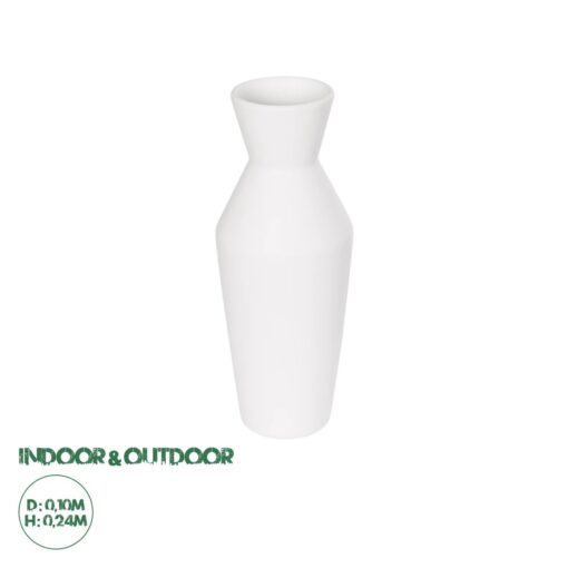 GloboStar® Artificial Garden MALVINA 21285 Διακοσμητικό Κεραμικό Βάζo Λευκό Π10 x Μ10 x Υ24cm