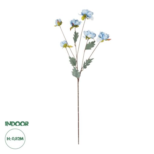 GloboStar® Artificial Garden SKY BLUE PAEONIA BRANCH 21306 Τεχνητό Διακοσμητικό Κλαδί Παιώνιας Μπλέ Y82cm