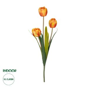 GloboStar® Artificial Garden ORANGE TULIP BRANCH 21308 Τεχνητό Διακοσμητικό Κλαδί Πορτοκαλί Τουλίπα Y48cm