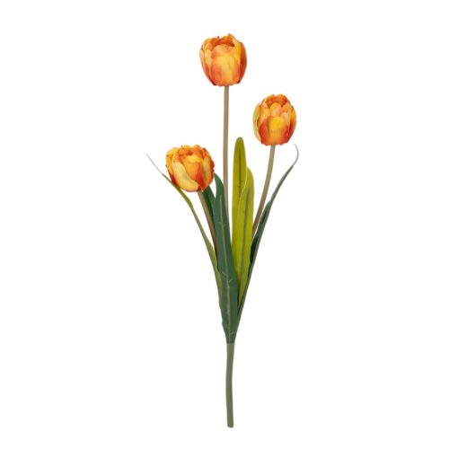 GloboStar® Artificial Garden ORANGE TULIP BRANCH 21308 Τεχνητό Διακοσμητικό Κλαδί Πορτοκαλί Τουλίπα Y48cm