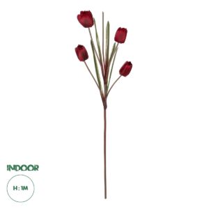 GloboStar® Artificial Garden RED TULIP BRANCH 21309 Τεχνητό Διακοσμητικό Κλαδί Κόκκινη Τουλίπα Y100cm