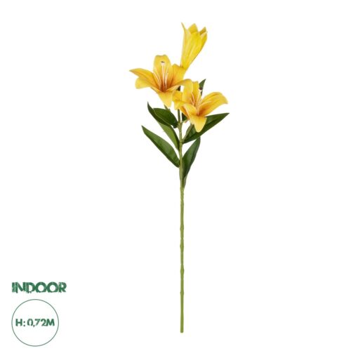GloboStar® Artificial Garden YELLOW LILY BRANCH 21311 Τεχνητό Διακοσμητικό Κλαδί Κίτρινο Κρίνο Y72cm