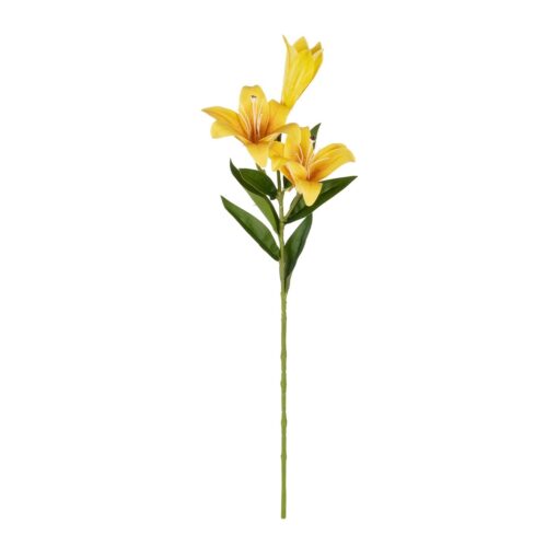 GloboStar® Artificial Garden YELLOW LILY BRANCH 21311 Τεχνητό Διακοσμητικό Κλαδί Κίτρινο Κρίνο Y72cm