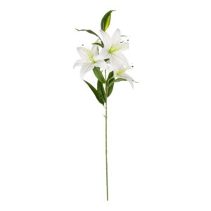 GloboStar® Artificial Garden WHITE LILY BRANCH 21312 Τεχνητό Διακοσμητικό Κλαδί Λευκό Κρίνο Y95cm