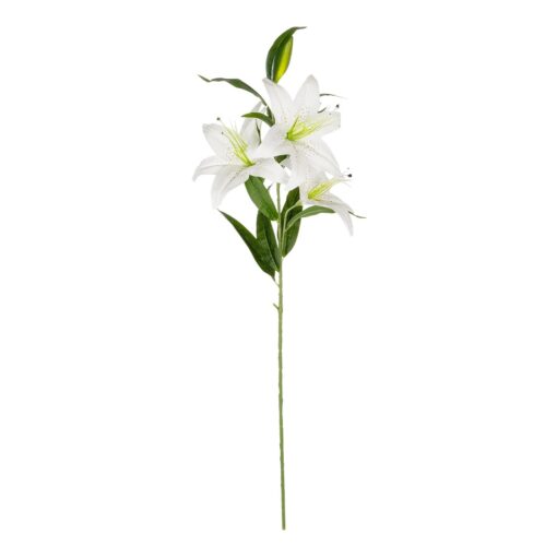GloboStar® Artificial Garden WHITE LILY BRANCH 21312 Τεχνητό Διακοσμητικό Κλαδί Λευκό Κρίνο Y95cm