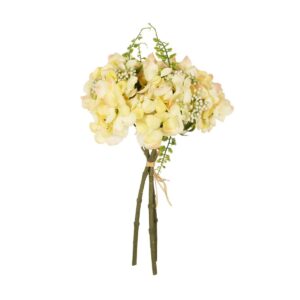 GloboStar® Artificial Garden YELLOW HYDRANGEA BOUQUET 21315 Τεχνητό Διακοσμητικό Μπουκέτο Κίτρινη Ορτανσία Y33cm