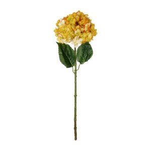 GloboStar® Artificial Garden YELLOW HYDRANGEA BRANCH 21317 Τεχνητό Διακοσμητικό Κλαδί Κίτρινη Ορτανσία Y65cm
