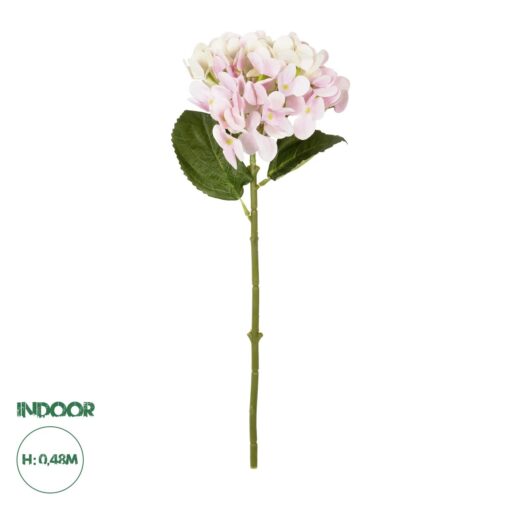 GloboStar® Artificial Garden PINK HYDRANGEA BRANCH 21318 Τεχνητό Διακοσμητικό Κλαδί Ροζ Ορτανσία Y48cm