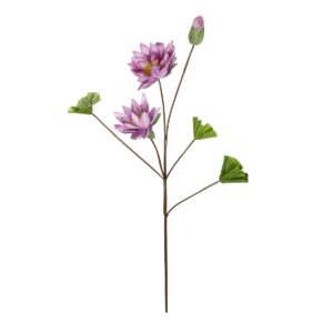 GloboStar® Artificial Garden PINK LOTUS BRANCH 21335 Τεχνητό Διακοσμητικό Ροζ Κλαδί Λωτός Y120cm