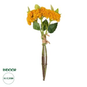 GloboStar® Artificial Garden ORANGE SEDUM BOUQUET 21346 Τεχνητό Διακοσμητικό Μπουκέτο Πορτοκαλί Σέδο Y30cm