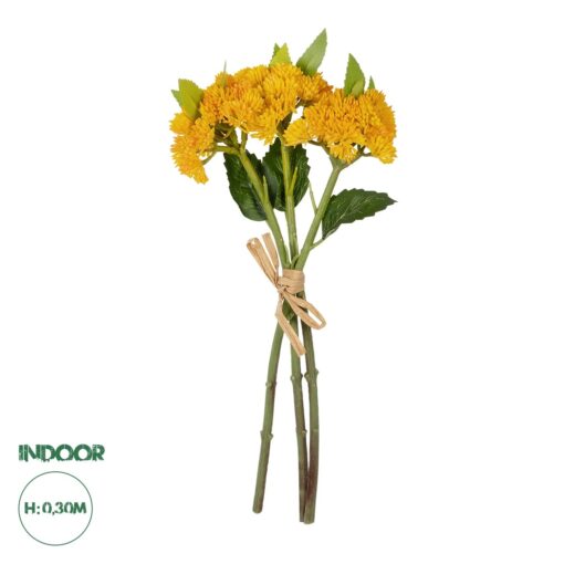 GloboStar® Artificial Garden YELLOW SEDUM BOUQUET 21348 Τεχνητό Διακοσμητικό Μπουκέτο Κίτρινο Σέδο Y30cm