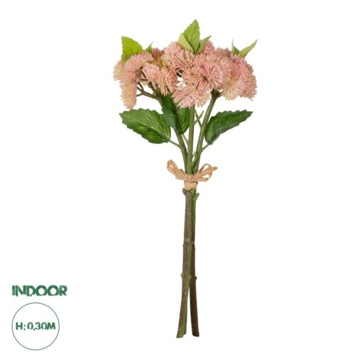 GloboStar® Artificial Garden SALMON PINK SEDUM BOUQUET 21350 Τεχνητό Διακοσμητικό Μπουκέτο Ροζ Σέδο Y30cm