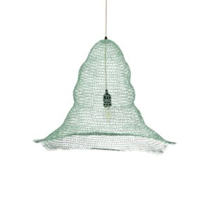 GloboStar® KENTUCKY 01894 Vintage Κρεμαστό Φωτιστικό Πλέγμα Μονόφωτο 1 x E27 IP20 Τιρκουάζ Μέταλλο – Μ60 x Π60 x Υ52cm