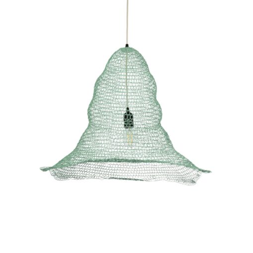 GloboStar® KENTUCKY 01894 Vintage Κρεμαστό Φωτιστικό Πλέγμα Μονόφωτο 1 x E27 IP20 Τιρκουάζ Μέταλλο – Μ60 x Π60 x Υ52cm