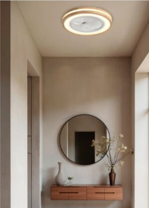 ΑΝΕΜΙΣΤΗΡΑΣ ΠΛΑΦΟΝΙΕΡΑ ΟΡΟΦΗΣ ΛΕΥΚΟΣ ΜΕ ΞΥΛΟ Φ50 DC ΜΟΤΕΡ 15W ΜΕ LED ΦΩΣ 41W 300-25072