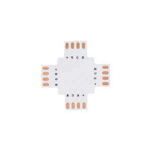 GloboStar® 70709 Connector + Σταυρός για RGB Ταινίες LED 7.2 & 14.4 Watt – Μ3 x Π3 x Υ0.1cm