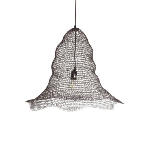 GloboStar® KENTUCKY 01893 Vintage Κρεμαστό Φωτιστικό Πλέγμα Μονόφωτο 1 x E27 IP20 Καφέ Μέταλλο – Μ60 x Π60 x Υ52cm