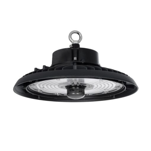 GLOBOSTAR® INDUSTRY 61706 Βιομηχανικό Φωτιστικό Καμπάνα High Bay UFO Τεχνολογίας Smart Group Linkable Control System 2.4Ghz με Αισθητήρα Κίνησης Microwave LED 200W 30000lm SDCM<5 90° AC 85-265V Αδιάβροχο IP65 IK08 Φυσικό Λευκό 5000K - 338 x Sanan Opto SMD Chip & TÜV SÜD Driver - Μαύρο Χυτό Αλουμίνιο - Μ30 x Π30 x Υ16cm - 5 Χρόνια Εγγύηση