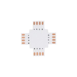 GloboStar® 70709 Connector + Σταυρός για RGB Ταινίες LED 7.2 & 14.4 Watt – Μ3 x Π3 x Υ0.1cm