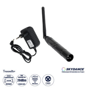GLOBOSTAR® SKYDANCE-DM-WT 71577 DMX512 Ασύρματος Πομπός RF 2.4Ghz ISM GFSK 20dBm 400m Αρσενικό XLR3 DC 5V IP20 – Μ1.9 x Π1.9 x Υ22cm – 5 Χρόνια Εγγύηση