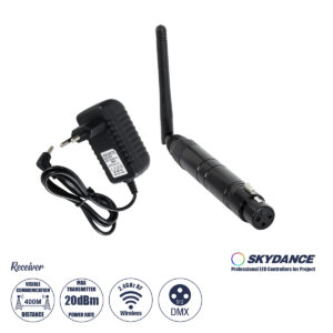 GLOBOSTAR® SKYDANCE-DM-WR 71578 DMX512 Ασύρματος Δέκτης RF 2.4Ghz ISM GFSK 20dBm 400m Θηλυκό XLR3 DC 5V IP20 – Μ1.9 x Π1.9 x Υ22cm – 5 Χρόνια Εγγύηση