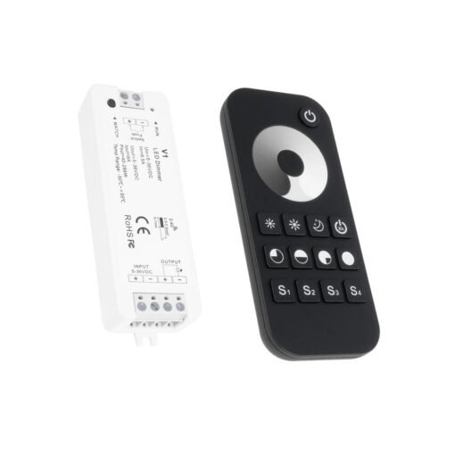 GloboStar® 73118 RT1+V1 SKYDANCE ΣΕΤ Dimmer & Ασύρματο Χειριστήριο Αφής 1 Group RF 2.4Ghz 8A Max DC 5-36V (288W) – DC 3V IP20 – 5 Χρόνια Εγγύηση