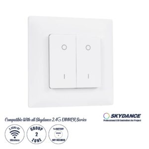 GloboStar® 73122 PF1-2 SKYDANCE Ασύρματο Επιτοίχιο Χειριστήριο 2 Group  RF 2.4Ghz DC3V IP20 – Μ8.5 x Π8.5 x Υ1.7cm – 5 Χρόνια Εγγύηση