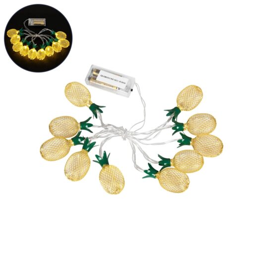 GloboStar® 85806 Διακοσμητική Γιρλάντα Pineapple Lamp 2 Μέτρα με Διακόπτη On/Off – 10 LED 1W με Μπαταρίες 2xAA & Διάφανο Καλώδιο IP44 Θερμό Λευκό 3000K Μ2m