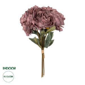 GloboStar® Artificial Garden DARK PINK PEONY FLOWER BOUQUET 21085 Τεχνητό Διακοσμητικό Μπουκέτο Σκούρο Ροζ Παιώνιας Y43cm