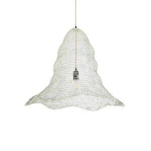 GloboStar® KENTUCKY 01892 Vintage Κρεμαστό Φωτιστικό Πλέγμα Μονόφωτο 1 x E27 IP20 Λευκό Μέταλλο – Μ60 x Π60 x Υ52cm