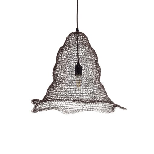 GloboStar® KENTUCKY 01890 Vintage Κρεμαστό Φωτιστικό Πλέγμα Μονόφωτο 1 x E27 IP20 Καφέ Μέταλλο – Μ50 x Π50 x Υ48cm