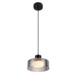 ΦΩΤΙΣΤΙΚΟ ΚΡΕΜΑΣΤΟ ΜΕΤΑΛΛΟ-ΓΥΑΛΙ LED 8W 3000Κ 624Lm 200X115mm  ΜΑΥΡΟ-ΓΚΡΙ ARTE ILLUMINA NIMBUS
