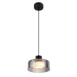 ΦΩΤΙΣΤΙΚΟ ΚΡΕΜΑΣΤΟ ΜΕΤΑΛΛΟ-ΓΥΑΛΙ LED 8W 3000Κ 624Lm 200X115mm  ΜΑΥΡΟ-ΓΚΡΙ ARTE ILLUMINA NIMBUS