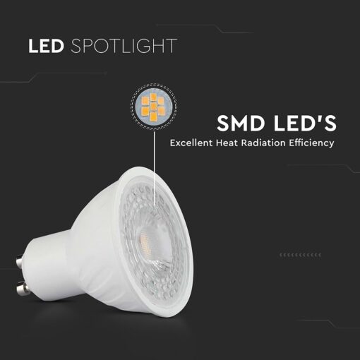 LED Λάμπα Spot GU10 6W V-TAC 38° 445lm 4000K – 211901