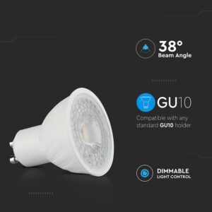 LED Spotlight – 6W GU10 Ripple Plastic 6500K 38° DimmableV-TAC  211971
