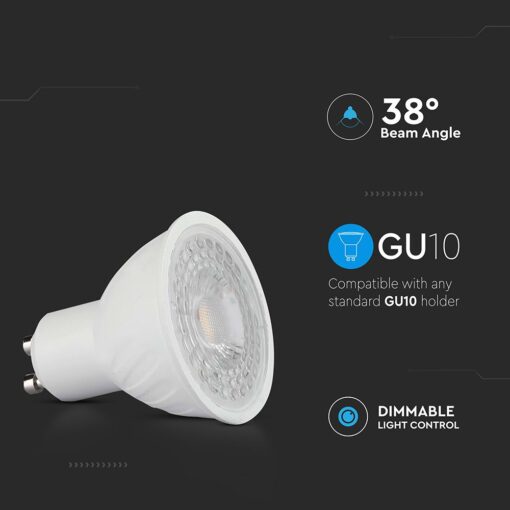 LED Spotlight – 6W GU10 Ripple Plastic 6500K 38° DimmableV-TAC  211971