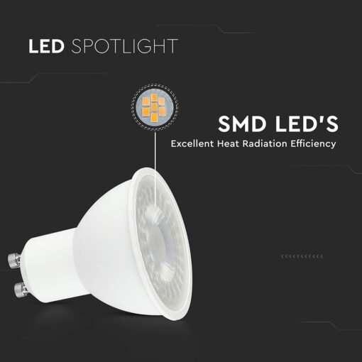 LED Λάμπα Spot GU10 7.5W V-TAC 110° 610lm Θερμό Λευκό 3000K – 218721