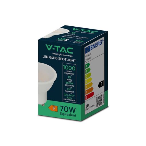 LED Λάμπα Spot GU10 V-TAC 10W 100° 1000lm Ψυχρό Λευκό 6500K – 218801