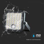 10W LED Ηλιακός Προβολέας Μαύρος 4000K+6000K με Ανιχνευτή Κίνησης & Τηλεχειριστήριο IP65 V-TAC  23756