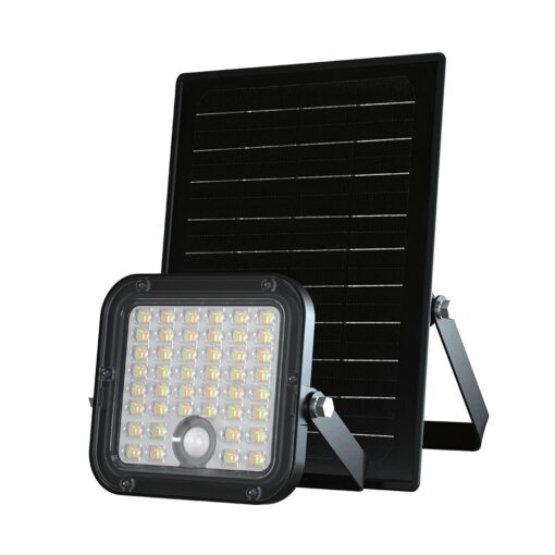 10W LED Ηλιακός Προβολέας Μαύρος 4000K+6000K με Ανιχνευτή Κίνησης & Τηλεχειριστήριο IP65 V-TAC  23756