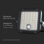 10W LED Ηλιακός Προβολέας Μαύρος 4000K+6000K με Ανιχνευτή Κίνησης & Τηλεχειριστήριο IP65 V-TAC  23756