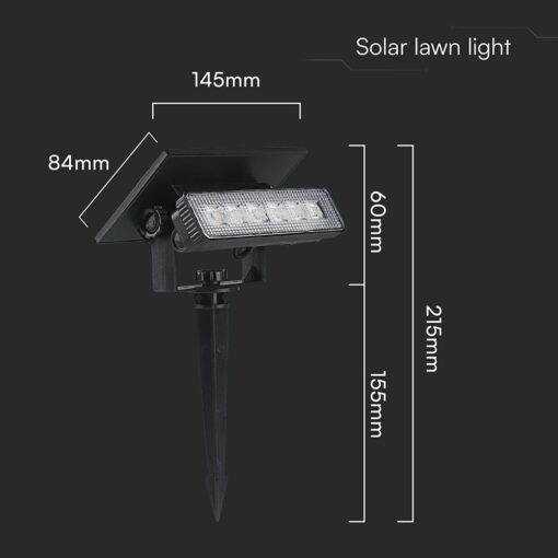 Ηλιακό Φωτιστικό Κήπου LED 0.9W V-TAC 23757 2σε1 Καρφωτό & Επιτοίχιο | Μαύρο IP65 Θερμό 3000K Εξωτερικού Χώρου