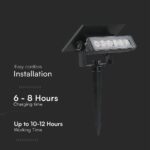 Ηλιακό Φωτιστικό Κήπου LED 0.9W V-TAC 23757 2σε1 Καρφωτό & Επιτοίχιο | Μαύρο IP65 Θερμό 3000K Εξωτερικού Χώρου