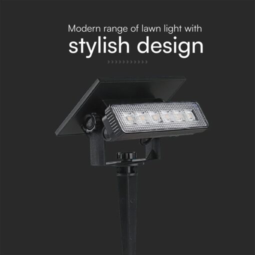 Ηλιακό Φωτιστικό Κήπου LED 0.9W V-TAC 23757 2σε1 Καρφωτό & Επιτοίχιο | Μαύρο IP65 Θερμό 3000K Εξωτερικού Χώρου