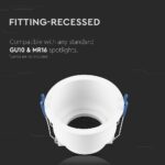 GU10 Fitting Round Aluminum Body Deep Anti Glare White Body With Hoyne CombV-TAC  23761