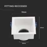 GU10 Fitting Square Aluminum Body Deep Anti Glare White Body With Hoyne CombV-TAC  23763