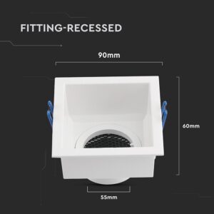 GU10 Fitting Square Aluminum Body Deep Anti Glare White Body With Hoyne CombV-TAC  23763