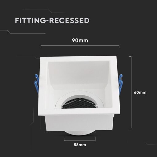 GU10 Fitting Square Aluminum Body Deep Anti Glare White Body With Hoyne CombV-TAC  23763