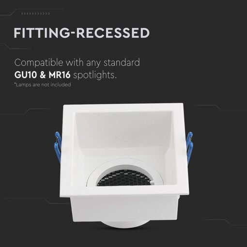 GU10 Fitting Square Aluminum Body Deep Anti Glare White Body With Hoyne CombV-TAC  23763
